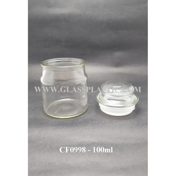 CF0998 - 100ml  Glass Jar (Glass Cork) - Image 2