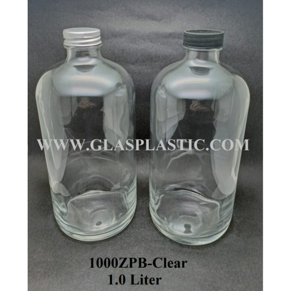 1.0 Liter Syrup Glass Bottle - Amber / Clear - Image 2