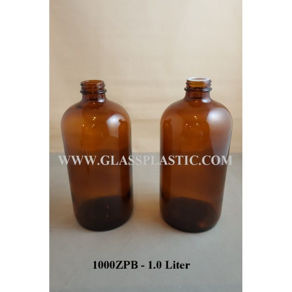 1.0 Liter Syrup Glass Bottle - Amber / Clear - Image 3