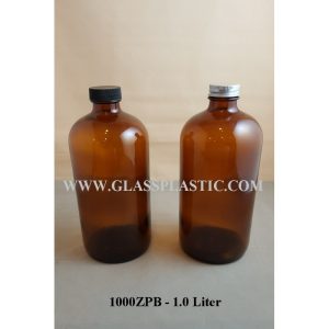 1.0 Liter Syrup Glass Bottle - Amber / Clear