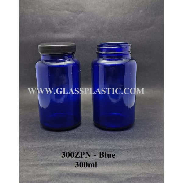 Tablet Glass Bottle - 300ml Blue color