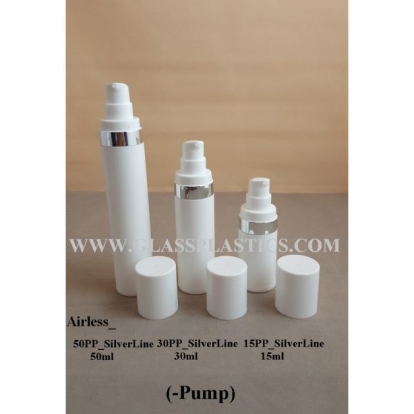 Airless Pump - PP White with Silver Line - Image 3