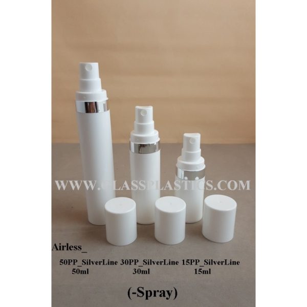 Airless Pump - PP White with Silver Line - Image 2