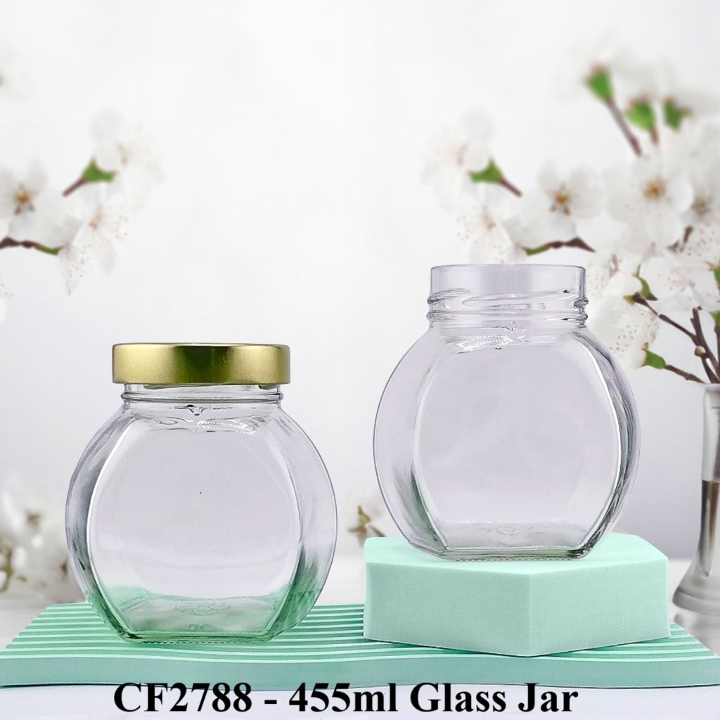 455ml Hexagon Glass Jar