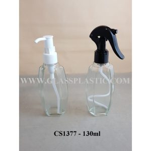 Cosmetic Glass Bottle - 130ml Hexagon Shape