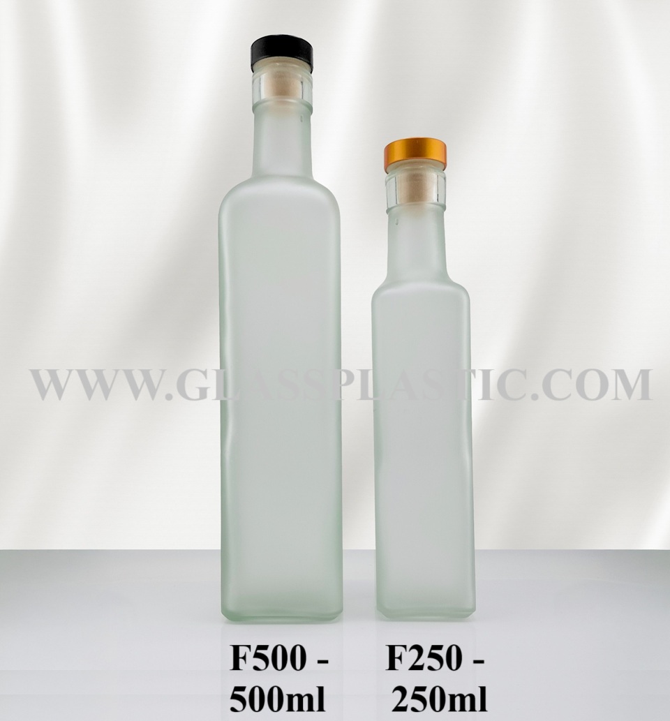 Frosted Square Bottle with Cork