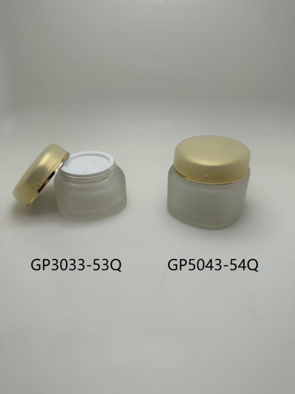 30gm and 50gm Frosted Cosmetic Glass Jar with Matted Gold Cap - Image 2