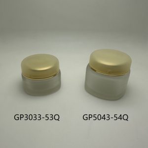 30gm and 50gm Frosted Cosmetic Glass Jar with Matted Gold Cap