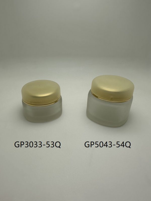 30gm and 50gm Frosted Cosmetic Glass Jar with Matted Gold Cap