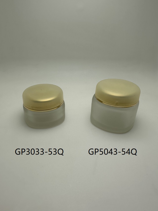 30gm and 50gm Frosted Cosmetic Glass Jar with Matted Gold Cap