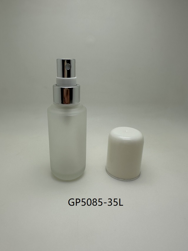 50ml Glass Bottle with Shinny Silver Mist Spray