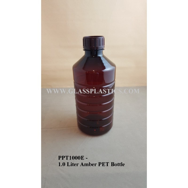 1.0 Liter Amber PET Bottle