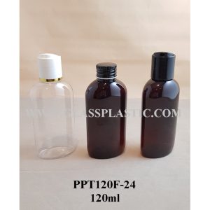 PET Plastic Bottle - 120ml Oval (24mm cap)