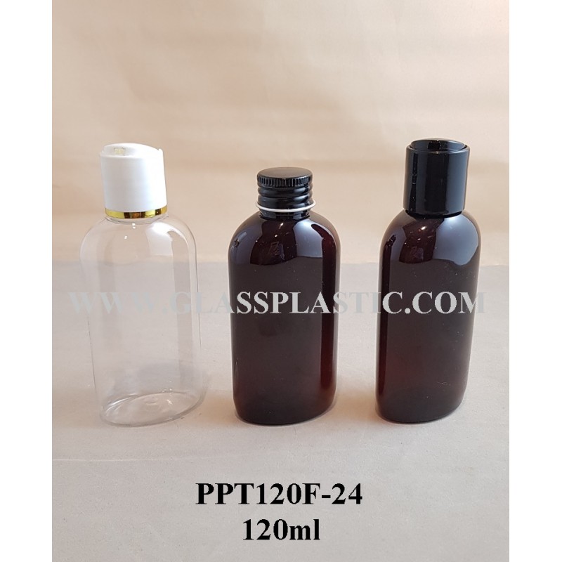 PET Plastic Bottle – 120ml Oval (24mm cap)