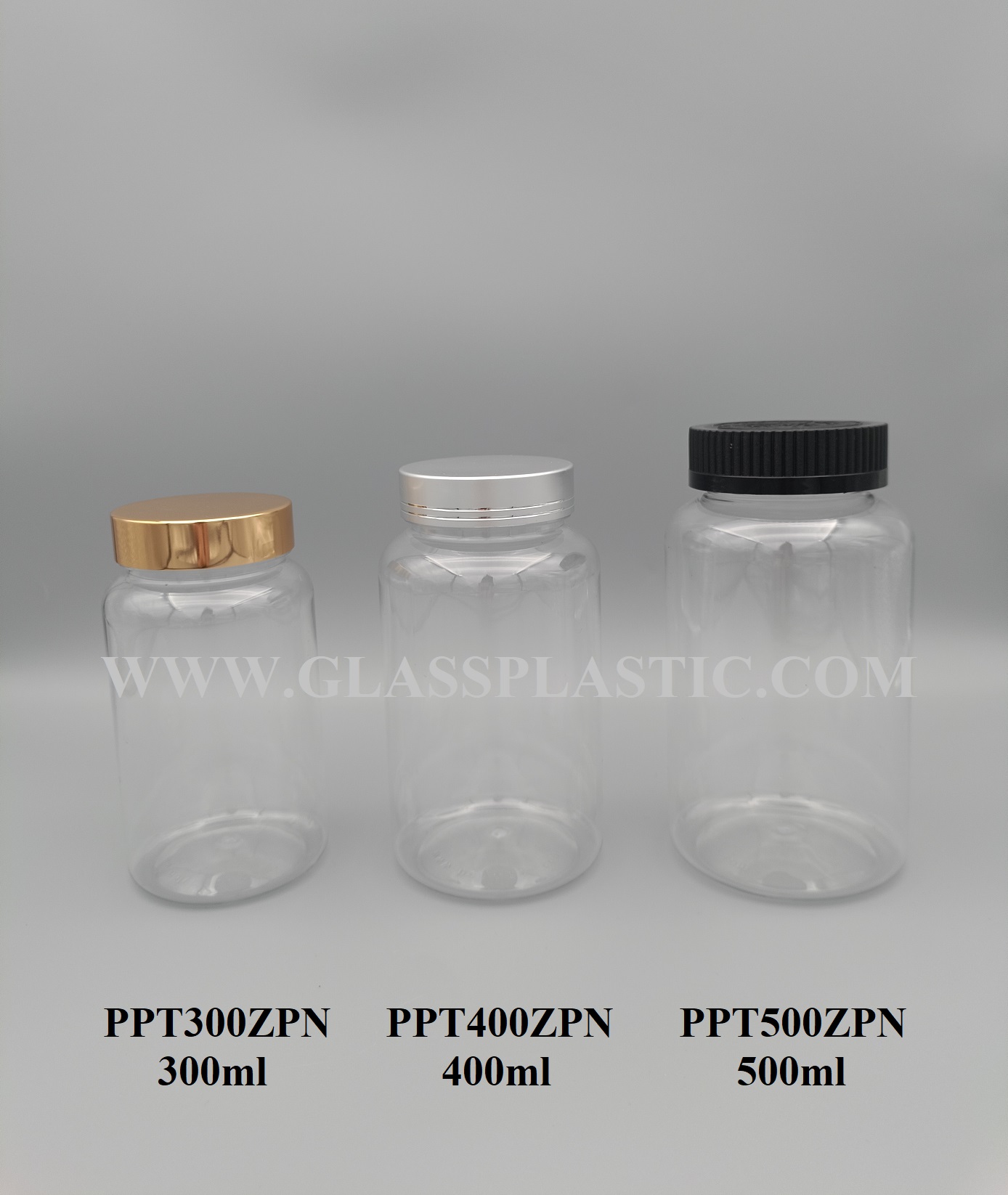 Tablet Round PET Bottle : 300ml, 400ml, 500ml (ZPN Series)