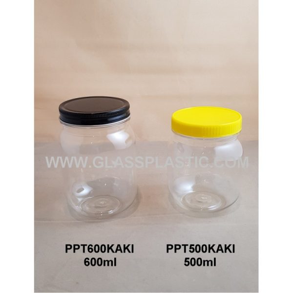 Square PET Jar - 500ml &  600ml (KAKI)