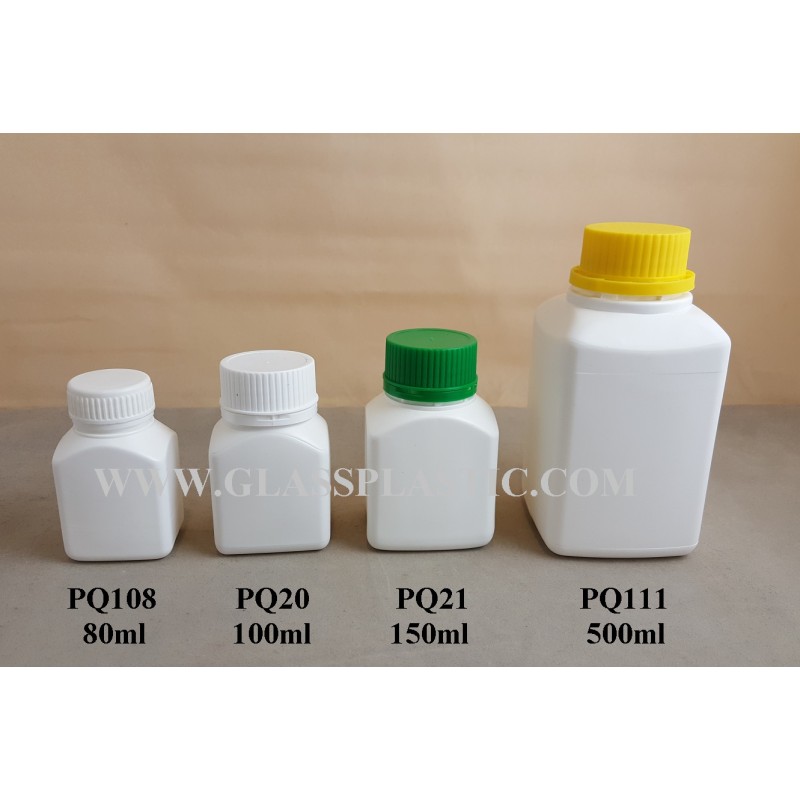 Plastic  Square Tablet HDPE Bottle – 80ml to 500ml