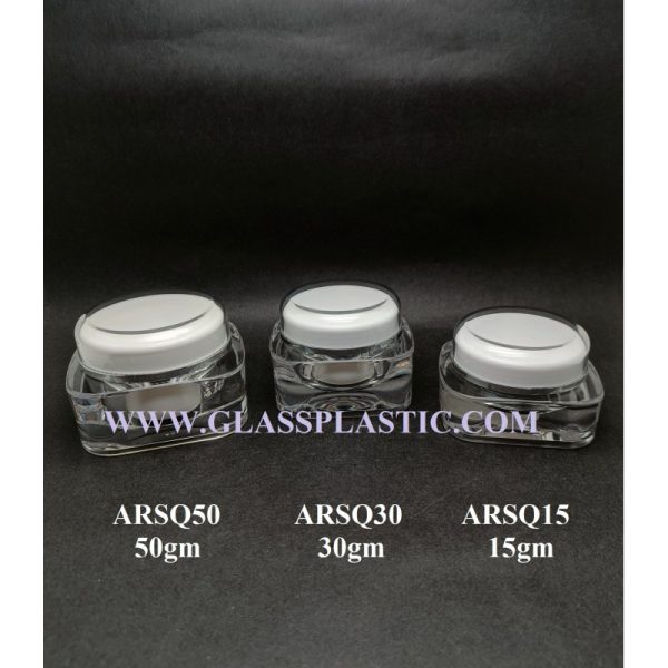 Acrylic Square Jar - 15gm, 30gm, 50gm (ARSQ Series)
