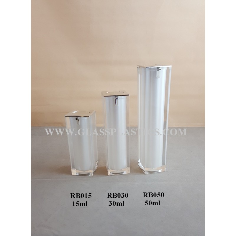 Acrylic Square Airless Bottle – 15ml to 50ml (RB Series)