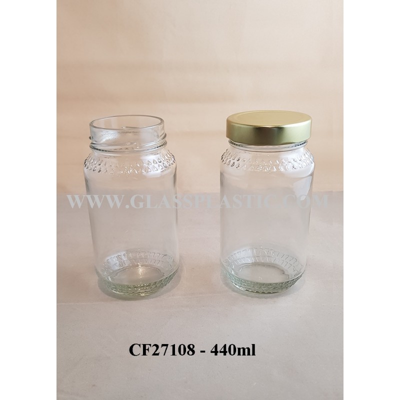 440ml Round Glass Jar (Pattern)