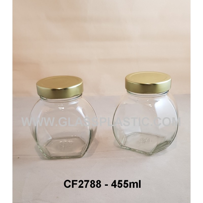 455ml Hexagon Glass Jar