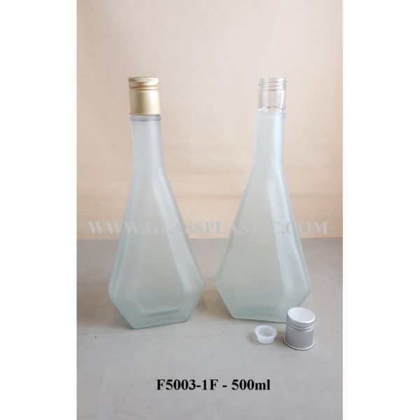 500ml Clear/Frosted Glass Bottle (Diamond Shape) - Image 2