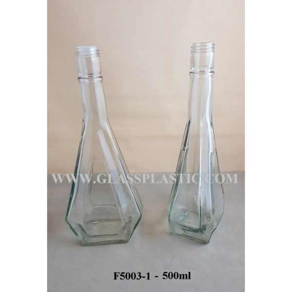 500ml Clear/Frosted Glass Bottle (Diamond Shape) - Image 3