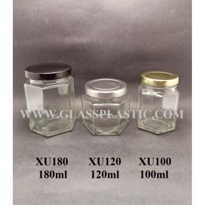 Hexagon Food Glass Jar - 100ml, 120ml & 180ml