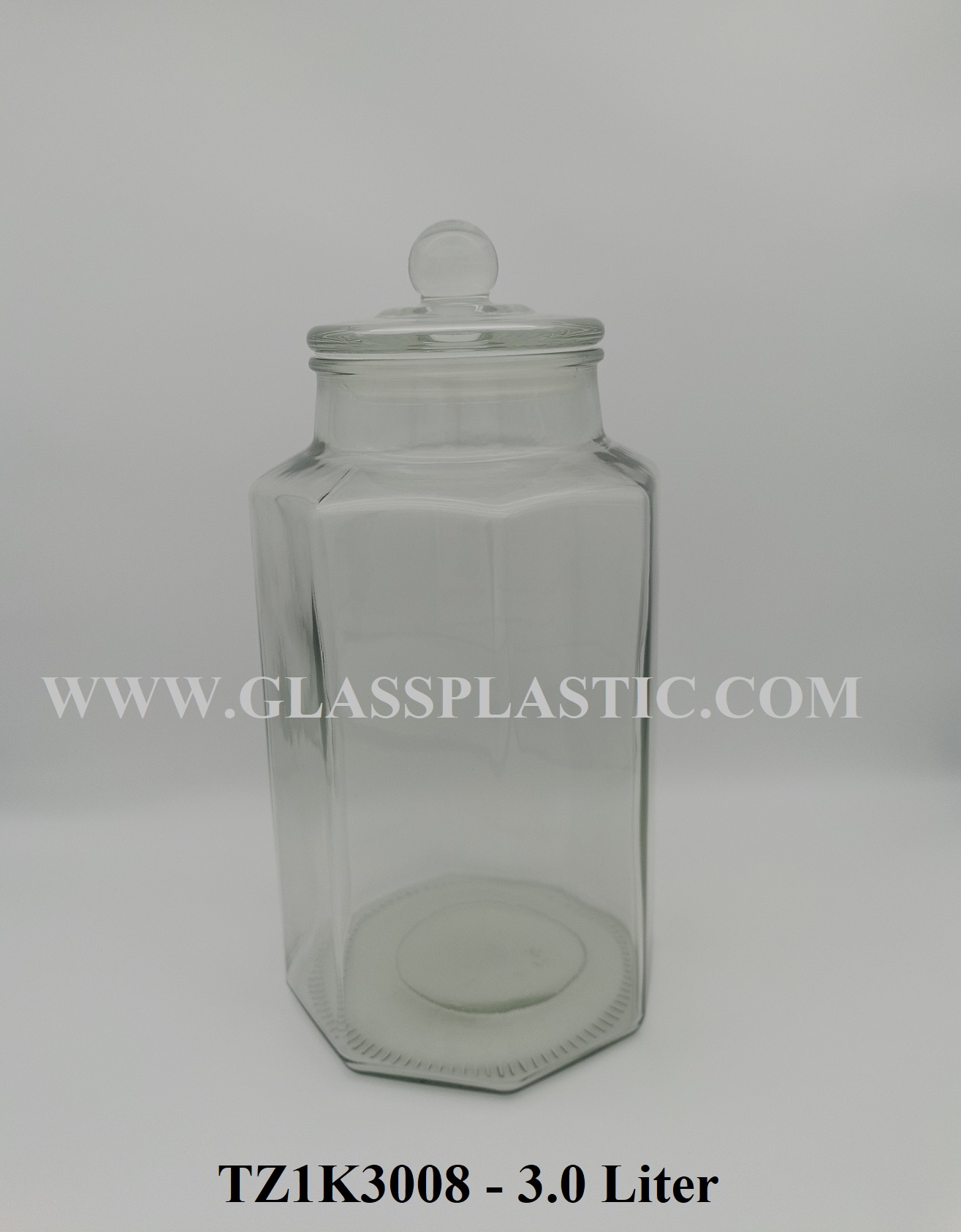 Hexagon Air-Tight Glass Jar – 3.0 Liter