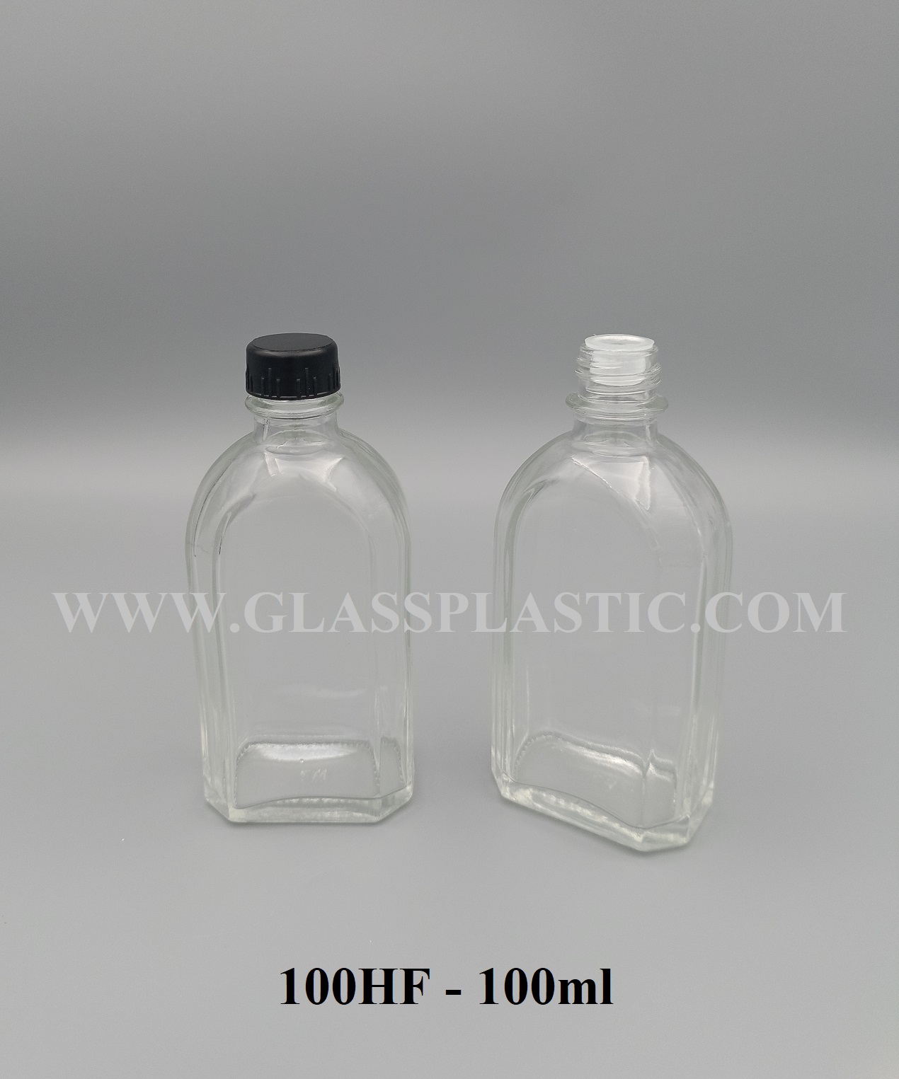 100ml Traditional Square Glass Bottle