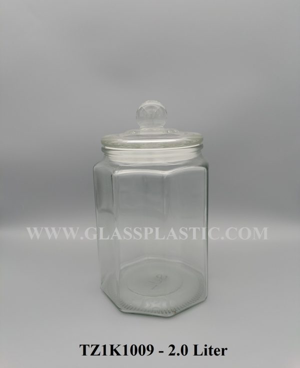 Octagon Air Tight Glass Jar - 2.0 Liter