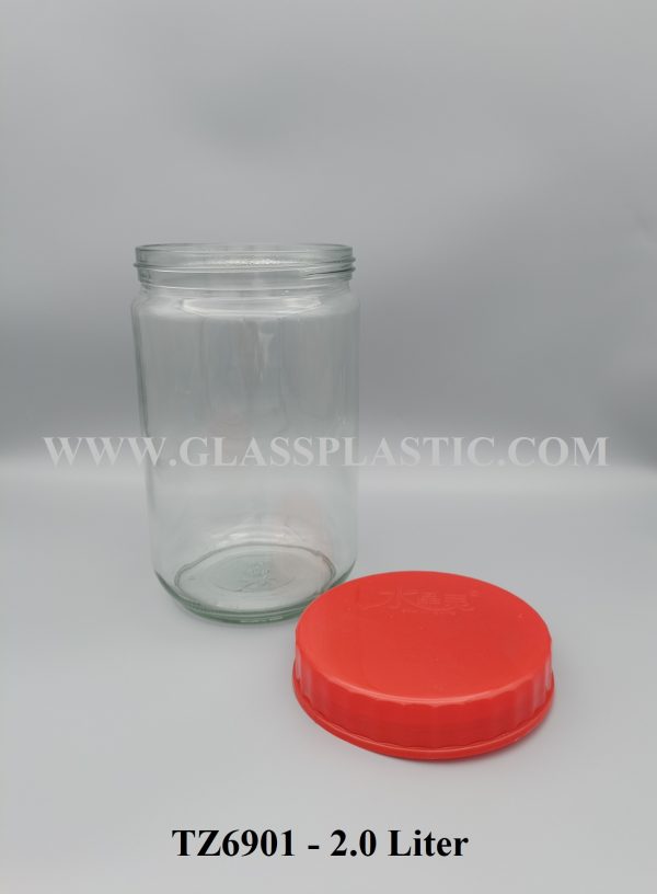 Glass Jar with Red Cap - 2.0 Liter - Image 2