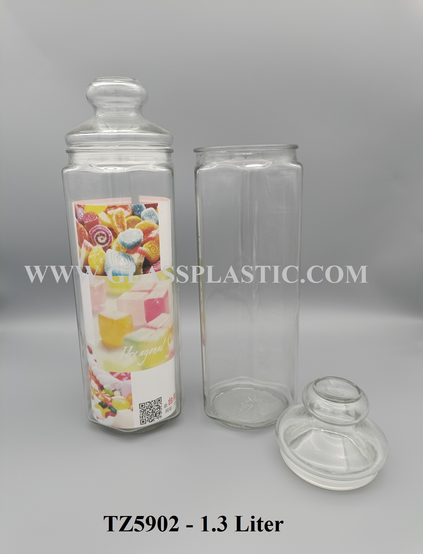 1.3 Liter Hexagon Air-Tight Glass Jar