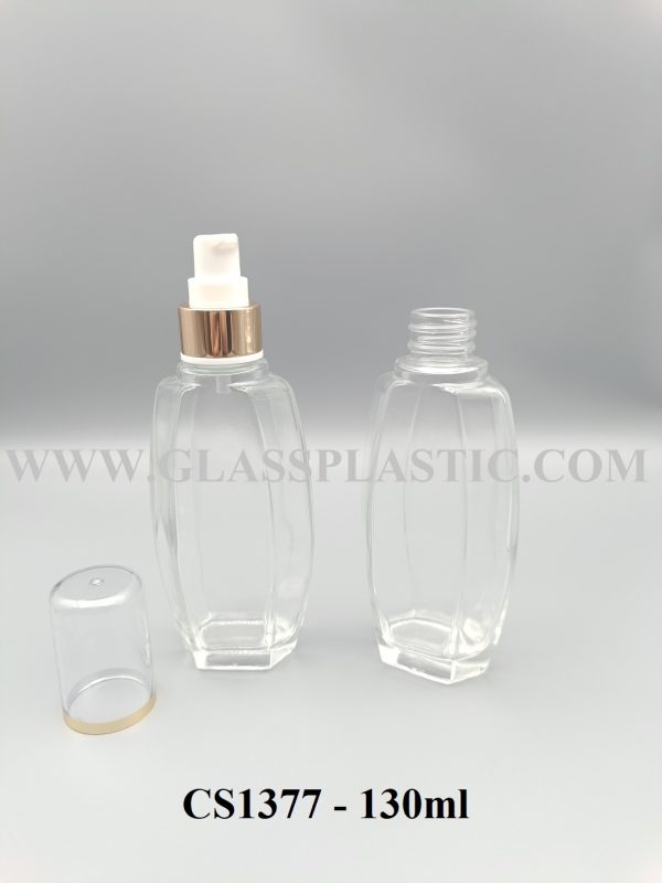 Hexagon Glass Bottle - 130ml - Image 2