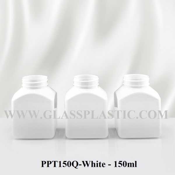 Square Tablet PET Bottle - 150ml White - Image 3