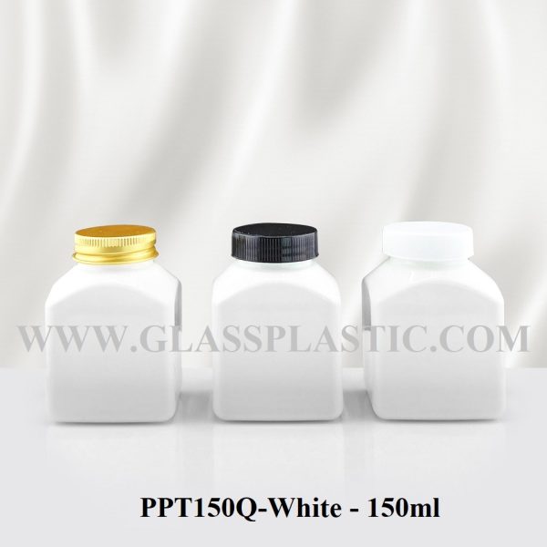 Square Tablet PET Bottle - 150ml White - Image 2