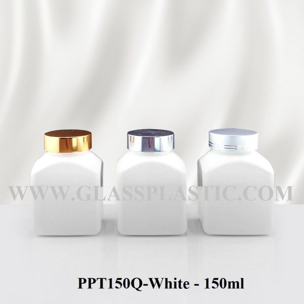 Square Tablet PET Bottle - 150ml White