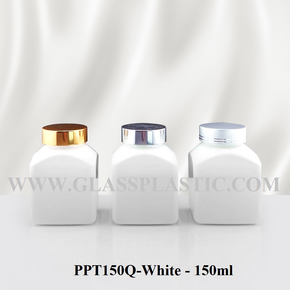 Square Tablet PET Bottle – 150ml White