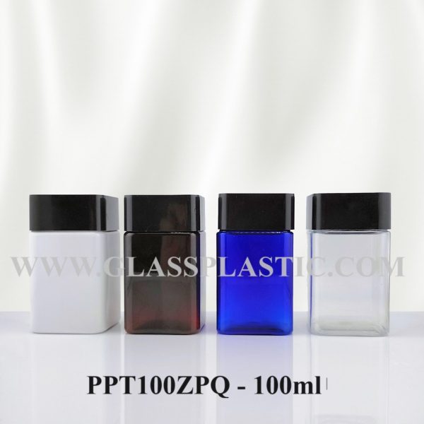 Square Tablet PET Bottle - 100ml (ZPQ Series) - Image 2