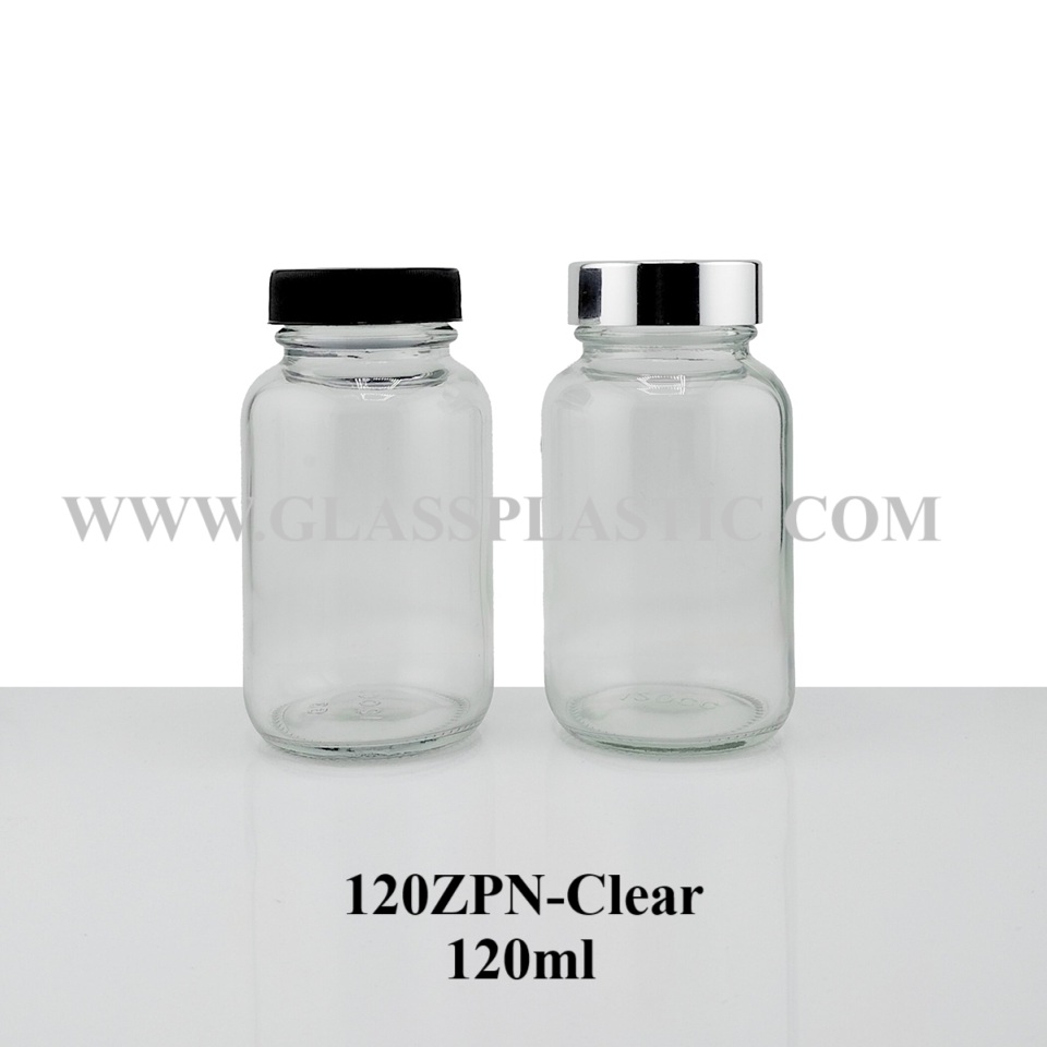120ml Clear Tablet Glass Bottle