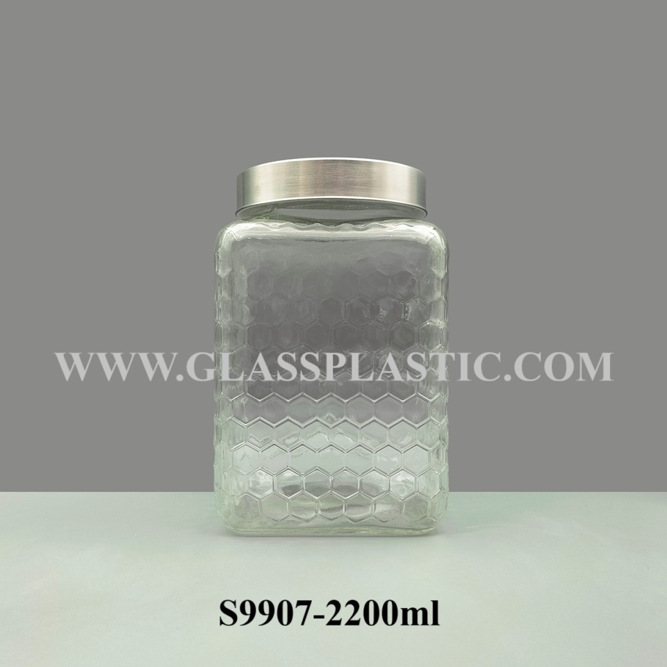 Storage Square Glass Jar – 2200ml