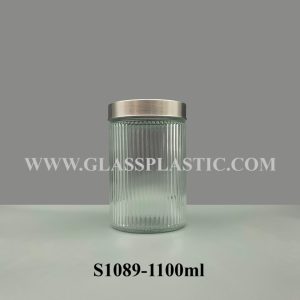 Storage Glass Jar - 1100ml (Strip Line)