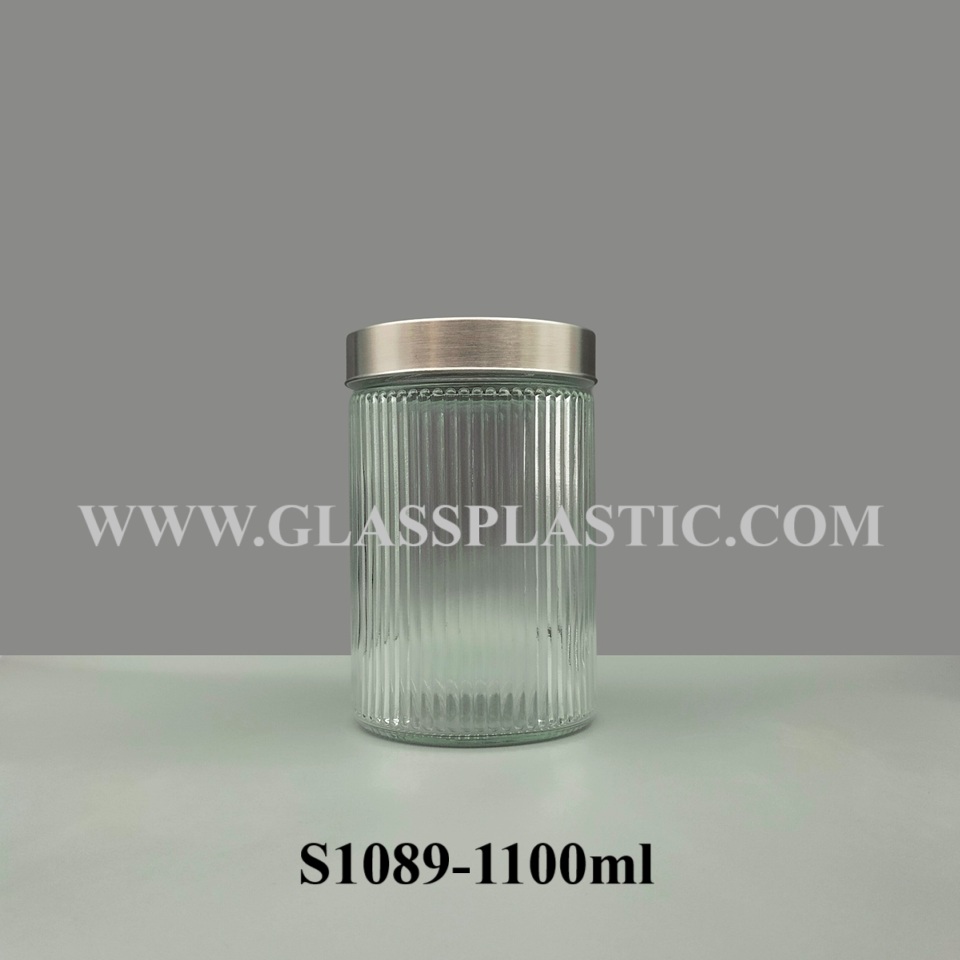 Storage Glass Jar – 1100ml (Strip Line)