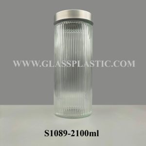 Storage Glass Jar - 2100ml (Strip Line)