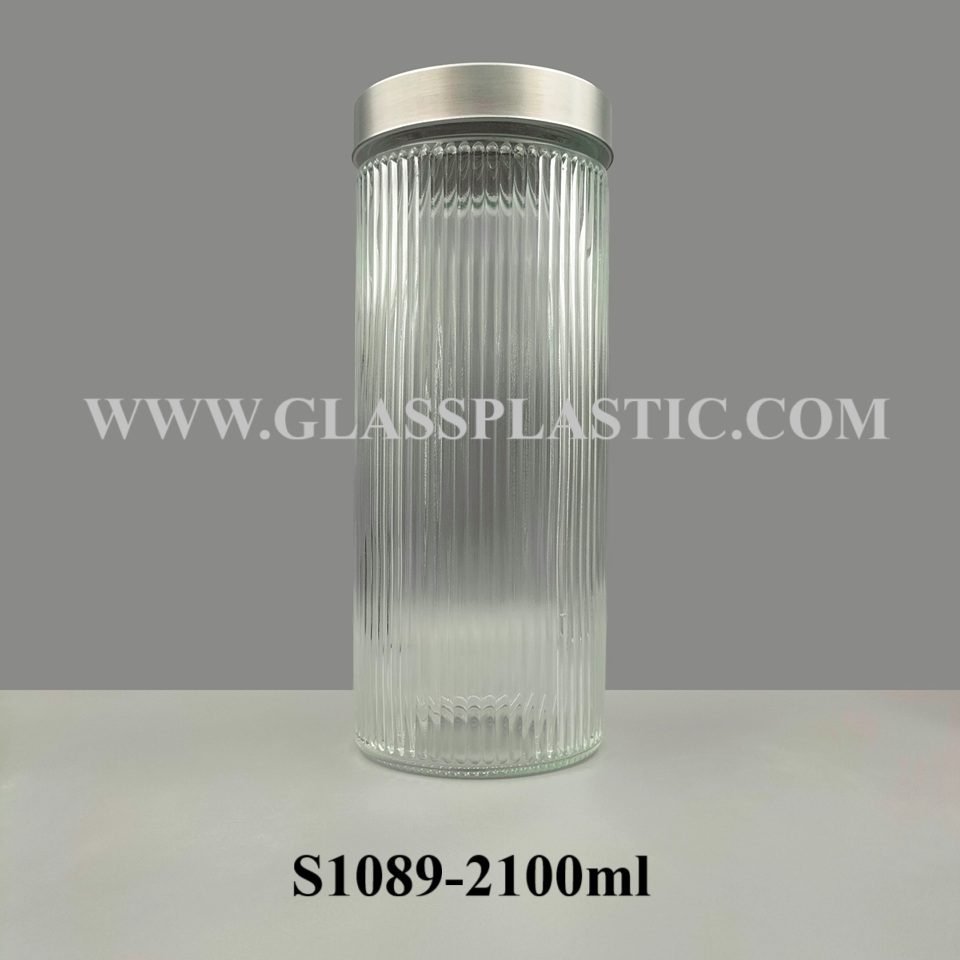 Storage Glass Jar – 2100ml (Strip Line)