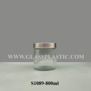 Storage Glass Jar - 800ml (Strip Line)