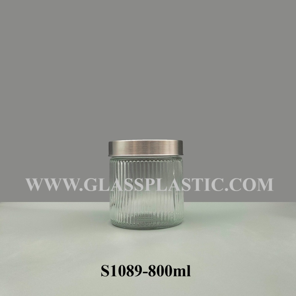 Storage Glass Jar – 800ml (Strip Line)