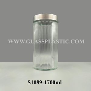 Storage Glass Jar - 1700ml (Strip Line)