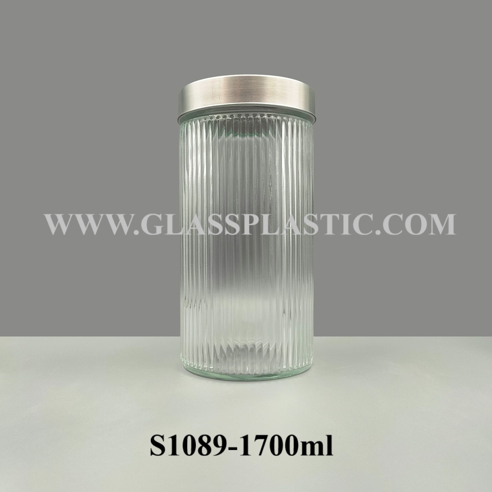 Storage Glass Jar – 1700ml (Strip Line)