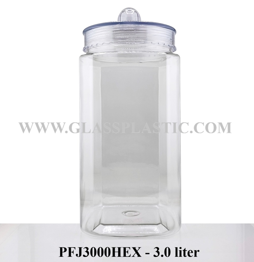 Hexagon PET Jar – 3.0 Liter